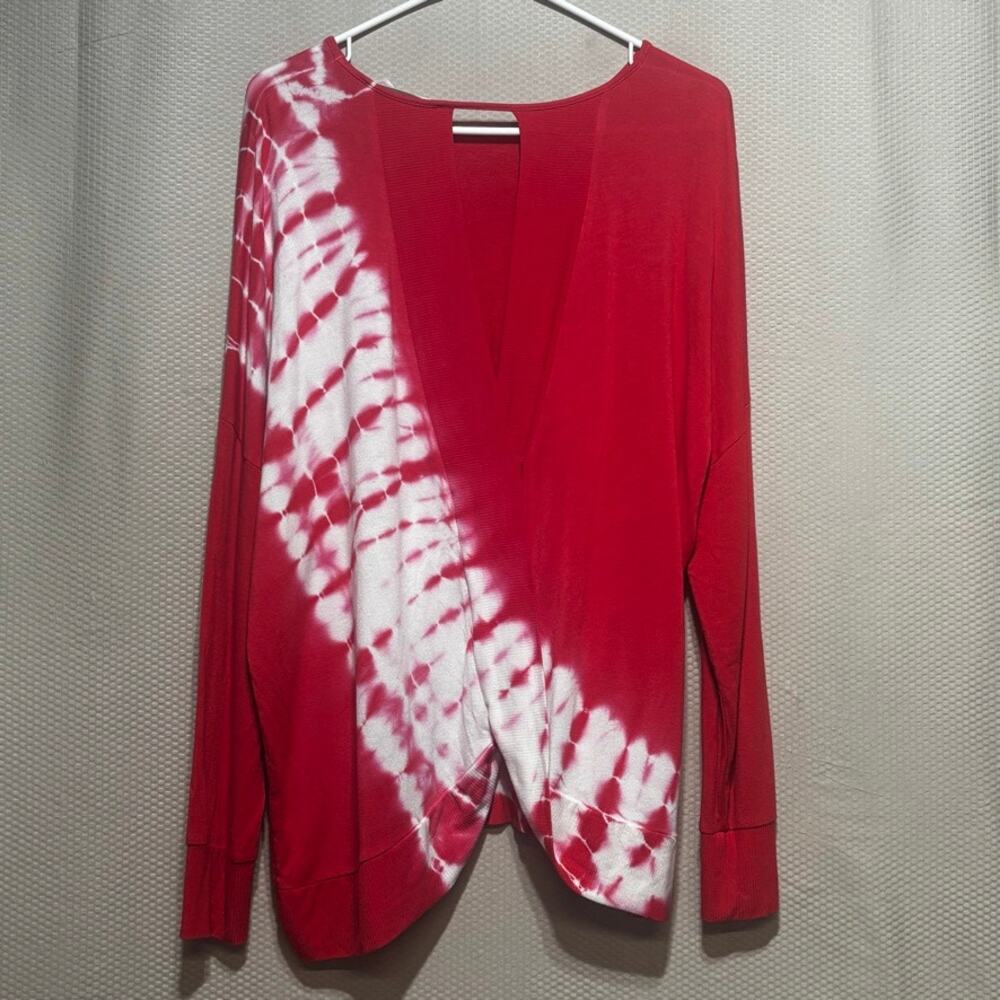 For The Republic Coral White Tie Dye Oversized Long Sleeve Top Size M Boho - Picture 9 of 9